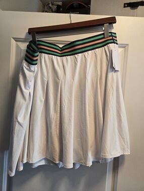 NWT Lane Bryant Livi Pleated White Skirt with Striped Waistband
